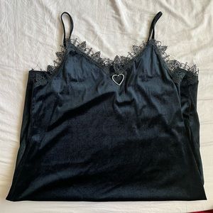 black velvet dress with heart detail